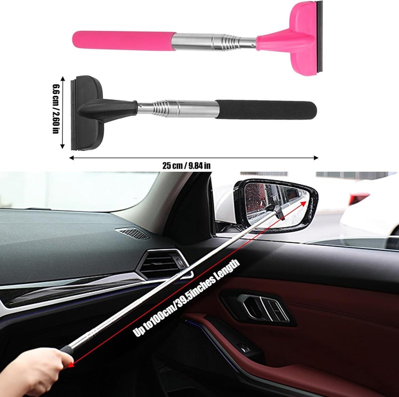 CAPHONT 2Pcs Car Window Mini Squeegee, Portable Tiny Car Side Mirror Squeegee Retractable Car Windshield Wiper to 39.5 in Windshield Squeegee for Car Windows Universal Car Cleaner Tool Accessories - Image 2